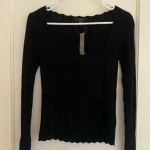 J. Crew scalloped square-neck pointelle sweater
